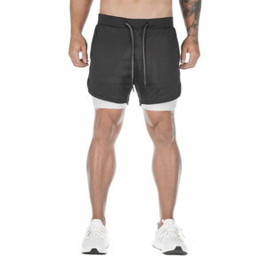 Men's Olive Green Quick Dry Sport Shorts <b>Mid</b> Waist Drawstring Solid Knitted Polyester Athletic Wear - Product Image 2