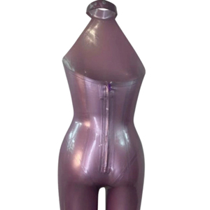 Women's Purple PU Coated Sleeveless High Waist <b>Jumpsuit</b> Solid Color Skinny Fit Butt-Lifting Clubwear Full Length Halter Neck - Product Image 6