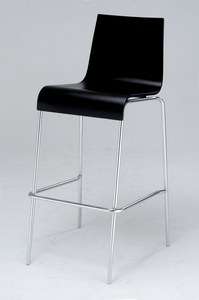 Modern <b>White</b> Plastic <b>Bar</b> Chair With Chrome Base Midcentury Design For Home <b>Bar</b> Use - Product Image 3