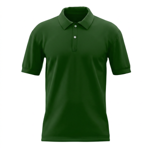 Camiseta de Manga Corta para Hombre, Color Verde Sólido, Transpirable, Tejido de Punto Comprimido, Estilo Casual, Tela Teñida Lisa - Product Image 1