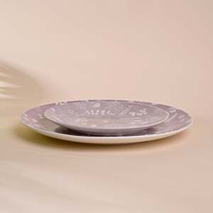 Ensemble d'assiettes en porcelaine exquise Dahlia, résistant au micro-ondes et au four, vaisselle en matériau ABS, compatible lave-vaisselle, emballé en boîte - Product Image 3
