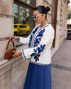 2025 nuevo Boho Inspire Hippie Chic mujer chaqueta Regular geométrica Aari bordado transpirable 100% algodón trabajo manga larga fiesta - Product Image 2