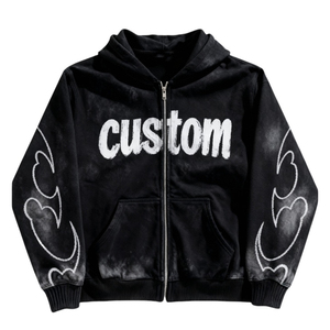 เสื้อฮู้ดดี้โอเวอร์ไซส์แบบซิป มีโลโก้แบบจำลองฟรี ผ้าฝ้าย 100% เนื้อหนา 400 GSM สไตล์สตรีทแวร์ - Product Image 1