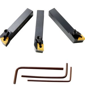 Set di 3 Utensili da Taglio per Tornio CNC in Metallo Resistente da 5/8 Pollici con Inserti in Carburo Rivestiti in Titanio per Portautensili da Tornitura - Product Image 1