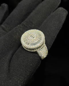 Anillo de compromiso de plata de ley 925 con moissanita baguette de moda para hombre, chapado en rodio, estilo hip hop, regalos de aniversario, anillos Bustdown - Product Image 6