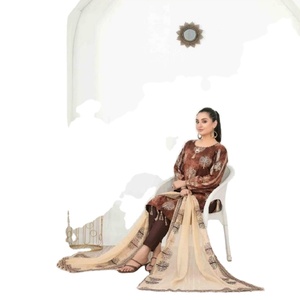 ชุดแต่งงานผ้าฝ้าย3ชิ้นแบรนด์ tawakkal สำหรับสุภาพสตรีชาวอินเดีย - Product Image 1