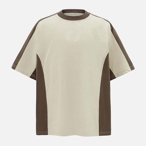 Camiseta de Hombre Oversize con Manga Raglán y Bloques de Color, Cuello Redondo, Diseño Sólido Tejido Casual con Ribete en Contraste - Product Image 1