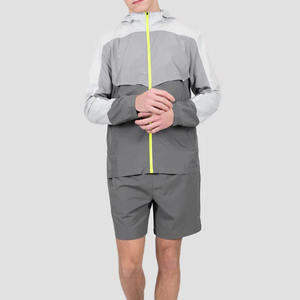 High Quality 2026 <b>Lightweight</b> Short Set with Zipper Hooded <b>Jacket</b> Unisex Windbreaker Summer Jogger Shorts For <b>Running</b> Exercise - Product Image 4