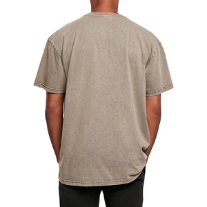 เสื้อยืดผ้าแฟลนเนลย้อมสีเอซิดสำหรับผู้ชายขายดีที่สุด ผ้าฝ้าย 100% หนัก 210 กรัม ไซส์ใหญ่ ขายส่ง - Product Image 4