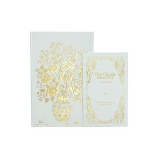 Set di 2 Scatole Decorative per Libri con Motivo Floreale Bianco e Oro, L 7x3x10.5" S 5x2x8.3", Contenitori per Oggetti - Product Image 2