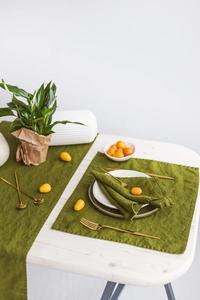 Dark Green Linen <b>Placemat</b> <b>Rectangle</b> 100% Linen Handmade American Style Eco-Friendly Organic Table Decoration Home Restaurant Use - Product Image 6