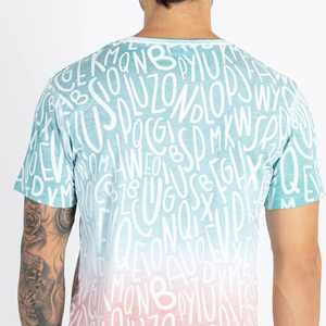 Camiseta de Manga Corta para Hombre, Cuello Redondo, con Estampado de Letras, Color Degradado, Corte Regular, Estilo Casual, 100% Algodón Jersey - Product Image 6