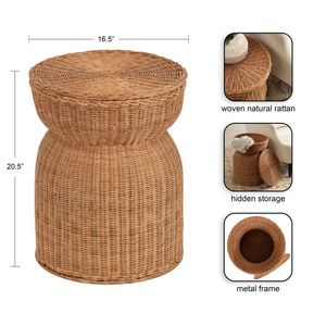 Design contemporain avec texture naturelle, conçu avec soin pour allier beauté et praticité, table d'appoint ronde avec rangement - Product Image 6