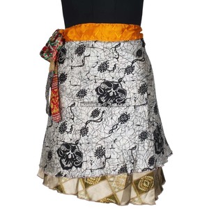 Wholesale Reversible Silk Sari Mini Magic <b>Wrap</b> Mini <b>Skirt</b> Fabulous 2 Layer <b>Wrap</b> <b>Around</b> Hippie Silk Mini <b>Skirt</b> Casual Beachwear - Product Image 4