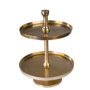 Greatest Quality <b>Hammered</b> Stainless Steel Cake Stand With Handle 2 Tier Cupcake <b>Holder</b> For Wedding & Parties Dessert Displays - Product Image 2