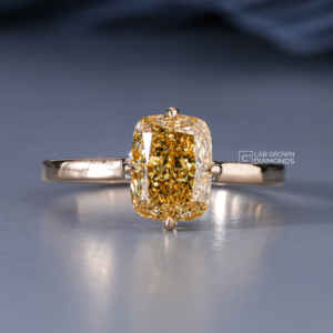 14K Yellow Gold <b>Cushion</b> and <b>Round</b> Cut Moissanite Ring for Women Luxury 2.23 Carat Total Weight 2.46 Grams Wedding Engagement - Product Image 2