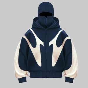 Sudadera con Capucha Extra Grande para Hombre, Estilo Vintage, Negra y Blanca, Manga Raglán, Tejido de Algodón, Estilo Invernal, con Bolsillo Trasero Estampado - Product Image 4