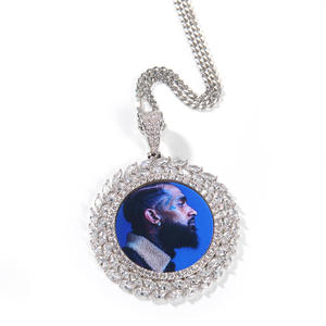 <b>Memory</b> Photo Pendant Silver Lab Grown Diamond Vertical Frame Custom Picture Gold Plated IGI Certified Unisex - Product Image 3