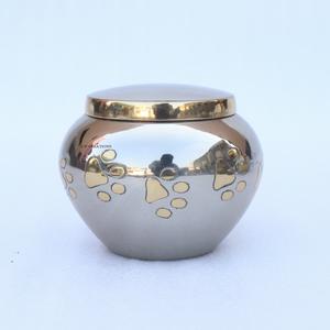 Urnas de Cremación para Mascotas Odyssey de Latón Moderno de Alta Calidad con Grabado de Huellas, Urnas Brillantes de Níquel Grabadas para Guardar Cenizas de Mascotas - Product Image 1