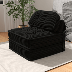 Chaise Longue Convertibile in Velluto a Coste con Design Trapuntato, Supporto Completo in Schiuma, Letto Pieghevole e Cuscino ad Arco Regolabile - Product Image 4