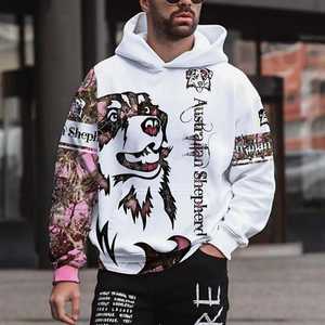 Sudadera con Capucha para Hombre Elk Hunter, Casual, Blanca y Roja, de Felpa, Transpirable, Corte Regular, Invierno, Tejida, 100% Algodón, Impresión Digital, ODM - Product Image 5