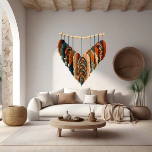 Décoration murale artistique en macramé multicolore, idéale pour les cafés, les restaurants, les espaces domestiques et les idées de cadeaux attentionnés. - Product Image 3