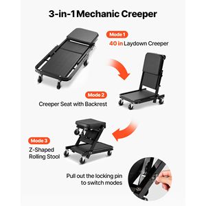 Chariot d'atelier pliable robuste 3-en-1 avec capacité de 218 kg et 6 roulettes pivotantes - Product Image 2