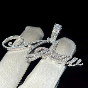 Colgante de Letra Personalizado para Hombre, Chapado en Oro de 18K con Moissanita VVS, Plata de Ley, Nombre con Fuente Personalizada, Dijes Hip Hop, Colgante con Inicial - Product Image 2