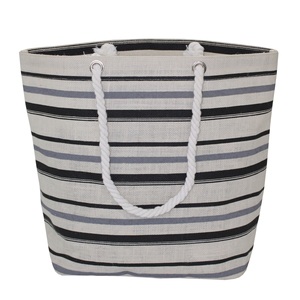 Customizable Wedding Wine <b>Bride</b> <b>Beach</b> Canvas <b>Bag</b> Soft Thick Hand Length Handle Striped Multicolour White - Product Image 1