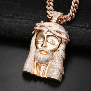 Jesus Face <b>Pendant</b> With Moissanite Stones <b>Solid</b> Yellow <b>Gold</b> Plated 925 Sterling Silver Hiphop Religious Charm Men's Jewelry - Product Image 4