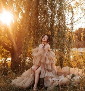 ชุดราตรียาวฟูฟ่องเปิดไหล่สำหรับผู้หญิงชุดราตรียาวผ้าตาข่ายฟูฟ่อง - Product Image 1