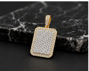 Colgante de Diamante Natural Mini Pavé en Forma de Almohada, Oro Sólido de 10K, Personalizado, Unisex, Oro Amarillo, Amuletos Modernos, Regalos para Hombres y Mujeres - Product Image 4