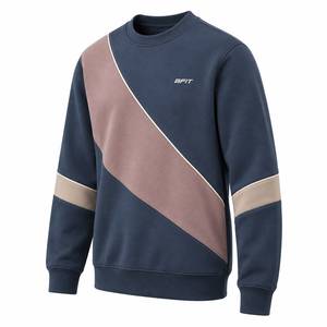 Mens Premium Contrast Wave <b>Crewneck</b> Sweatshirt Custom Casual Athletic Pullover Sportswear Cotton Polyester Fleece Windproof - Product Image 5