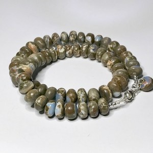 Bracelet vintage plaqué or avec perles d'opale bleue d'Oregon, sculpté à la main en argent sterling 925, bijou cadeau pierre de naissance d'octobre - Product Image 5