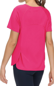 T-shirt de sport sans couture pour femme, léger, respirant, à manches courtes, pour yoga et athlétisme, avec fentes latérales, haut de fitness, vente en gros OEM ODM - Product Image 3