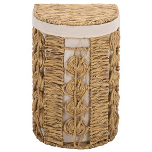 Panier de rangement en jacinthe d'eau tressé à la main avec doublure, organisateur domestique, panier à linge et à jouets en tissu naturel, durable, vente en gros B2B OEM - Product Image 3