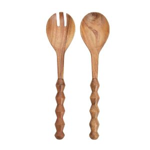 Utensilios de Cocina Ecológicos y Ligeros para Uso Doméstico, Cubertería con Acabado en Nogal, Servidor de Ensalada Decorativo de Madera, Juego de Cubertería - Product Image 5