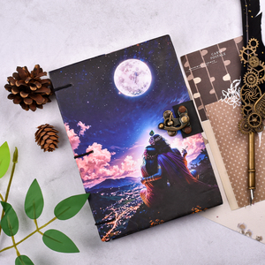 Radha Krishna Moonlight Romantic Scene <b>A5</b> Lock Diary Handmade Vintage <b>Notebook</b> 100 Pages Spiritual Journal Night Devotional Gift - Product Image 2