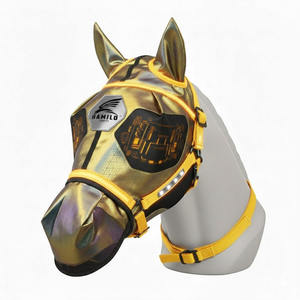 Masque anti-mouches pour chevaux, doux, extensible, protection UV, confortable, avec oreilles, respirant, élastique, avec couvre-yeux en maille - Product Image 3