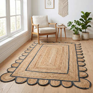 150 × 240 cm Rectangular Braided Jute Living Room Rug with Ivory Double Border - Product Image 2