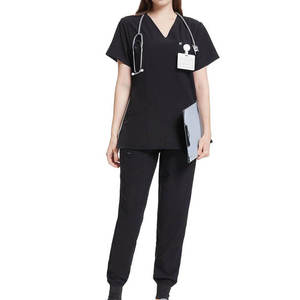 Wholesale Unisex Medical Scrubs Set V-Neck <b>Top</b> and Jogger Pants Hospital Nurse Uniform - Product Image 1