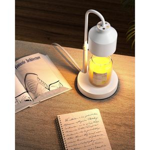 Adjustable Height Electric Candle Warmer Lamp with <b>Timer</b> White Wax Warmer Jar for Jar Candles - Product Image 5