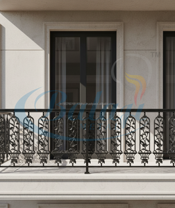 Grille de balcon moderne grise en fonte robuste sans cadre, finition sablée par projection, protection résistante à l'eau et à la rouille - Product Image 2