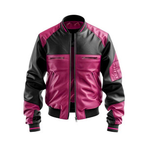 Blouson Bomber en Cuir Bleu et Noir pour Homme, Style Moto Biker, Col Rabattu, Fermeture Éclair, Coupe Classique, Idéal pour l'Automne - Product Image 6