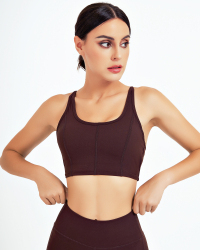 Soutien-gorge de sport pour homme, couleur unie, dos nageur, col en U, sans couture, respirant, maintien élevé, haut de yoga et de sport, Spandex/Nylon, bretelles réglables - Product Image 4