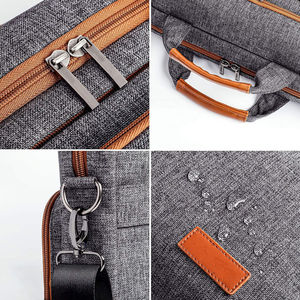 Sac à bandoulière unisexe moderne avec deux compartiments, poignées en cuir, sangle de bagage, poche avant, sacs pour ordinateur portable - Product Image 6
