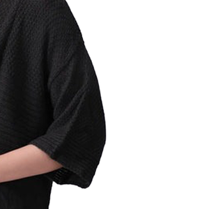 Cardigan noir tricoté pour femme, tendance, manches longues dolman, col rond, couleur unie, décontracté, maille ouverte, toutes saisons - Product Image 5