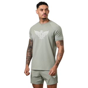 Camiseta Deportiva Extra Grande Personalizada para Hombre en Verde Salvia, 100% Algodón Jersey, Secado Rápido, Transpirable, para Entrenamiento, Gimnasio, Fitness y Deportes - Product Image 1