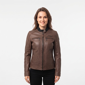 Blouson Moto en Cuir PU pour Femme, Col Montant, Style Décontracté, Fermeture Éclair, Veste de Motard avec Poche Poitrine - Product Image 3