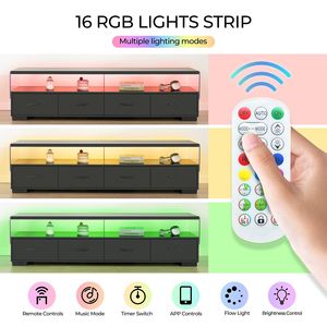 Mobile TV a 4 cassetti con anta per TV fino a 80 pollici, nero, per soggiorno, centro di intrattenimento con spazio contenitivo - Product Image 4